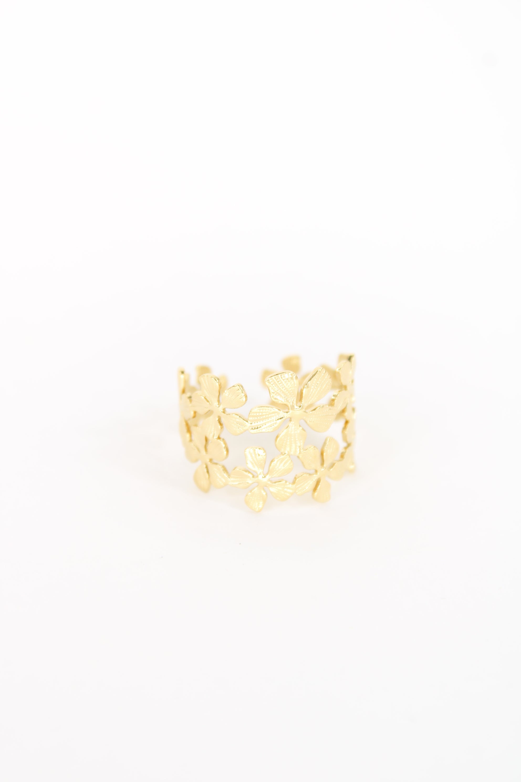 🌸 Bague Floria – Bague Fleurs Dorées Ajustable