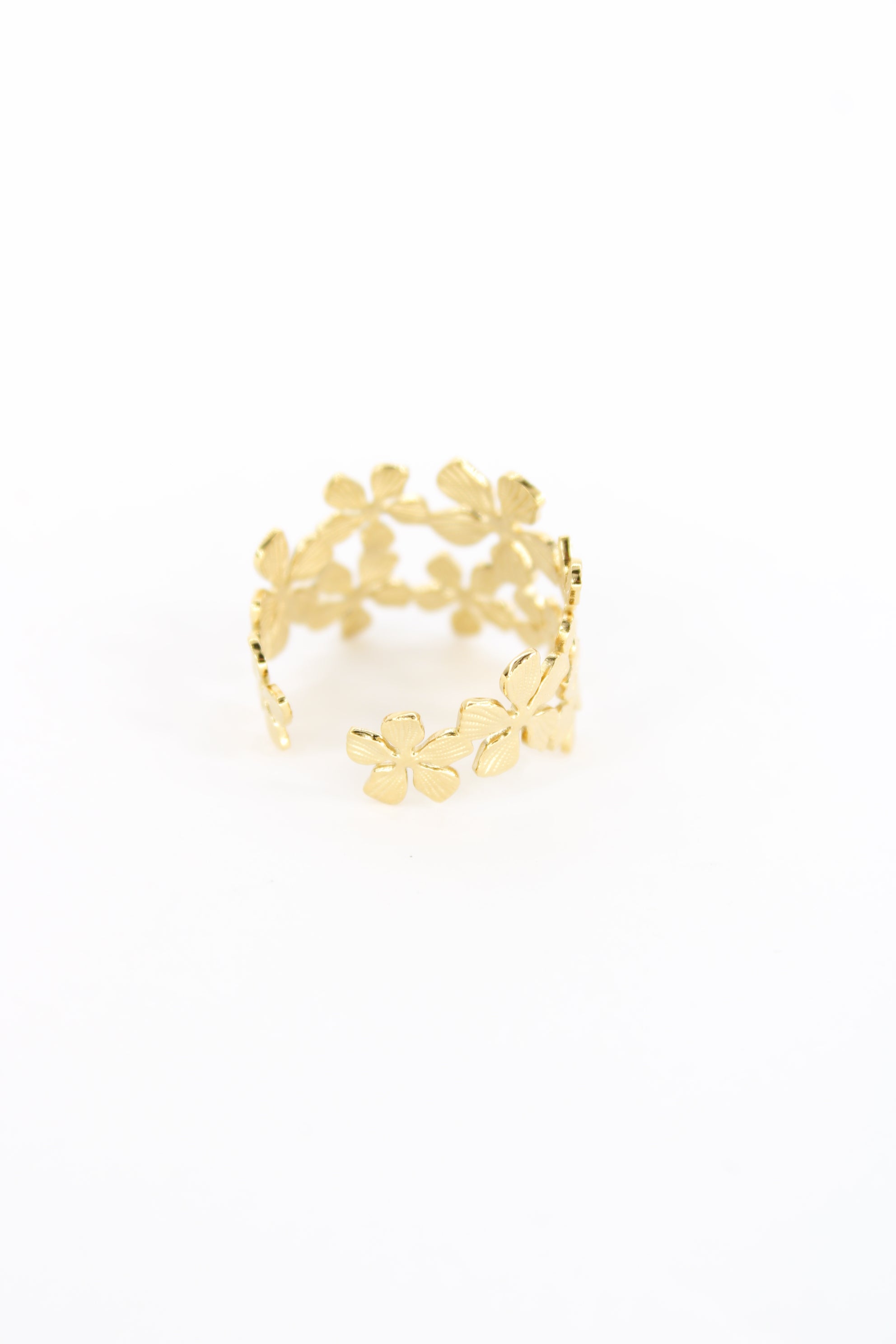 🌸 Bague Floria – Bague Fleurs Dorées Ajustable