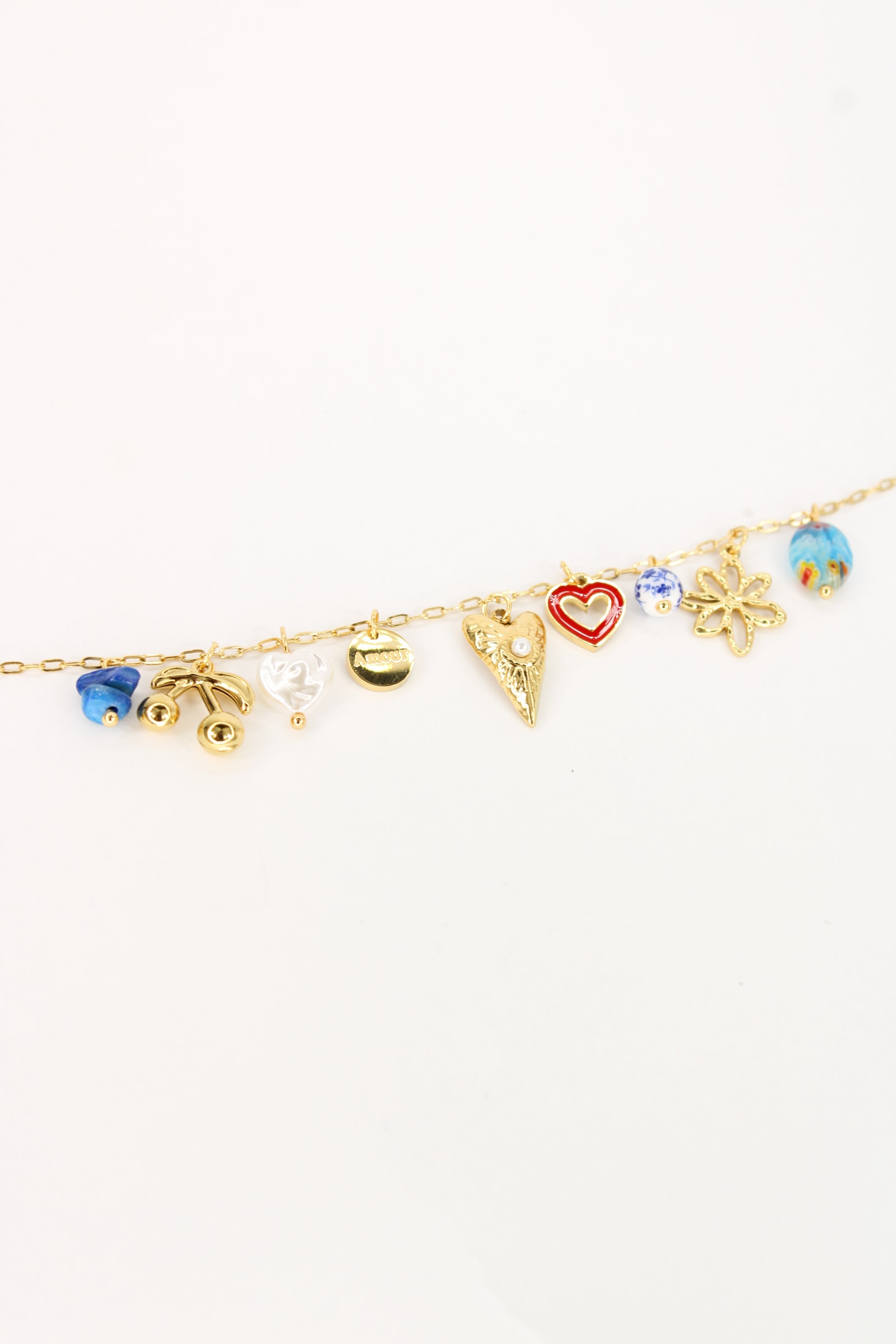 ✨ Bracelet Calypso – Charms Cœur & Cerises