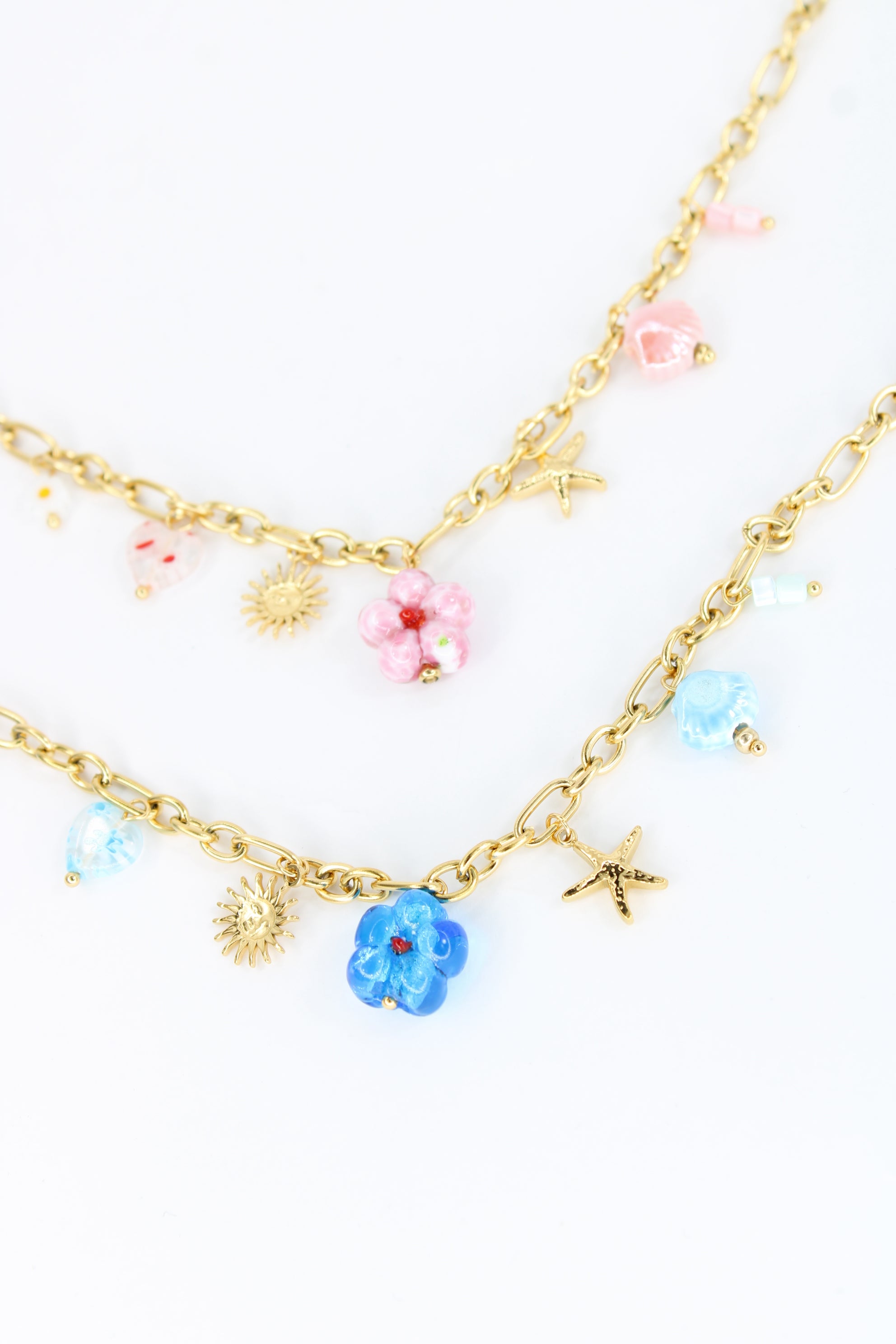 Collier Fidji – Collier breloques fleurs colorées et étoile de mer