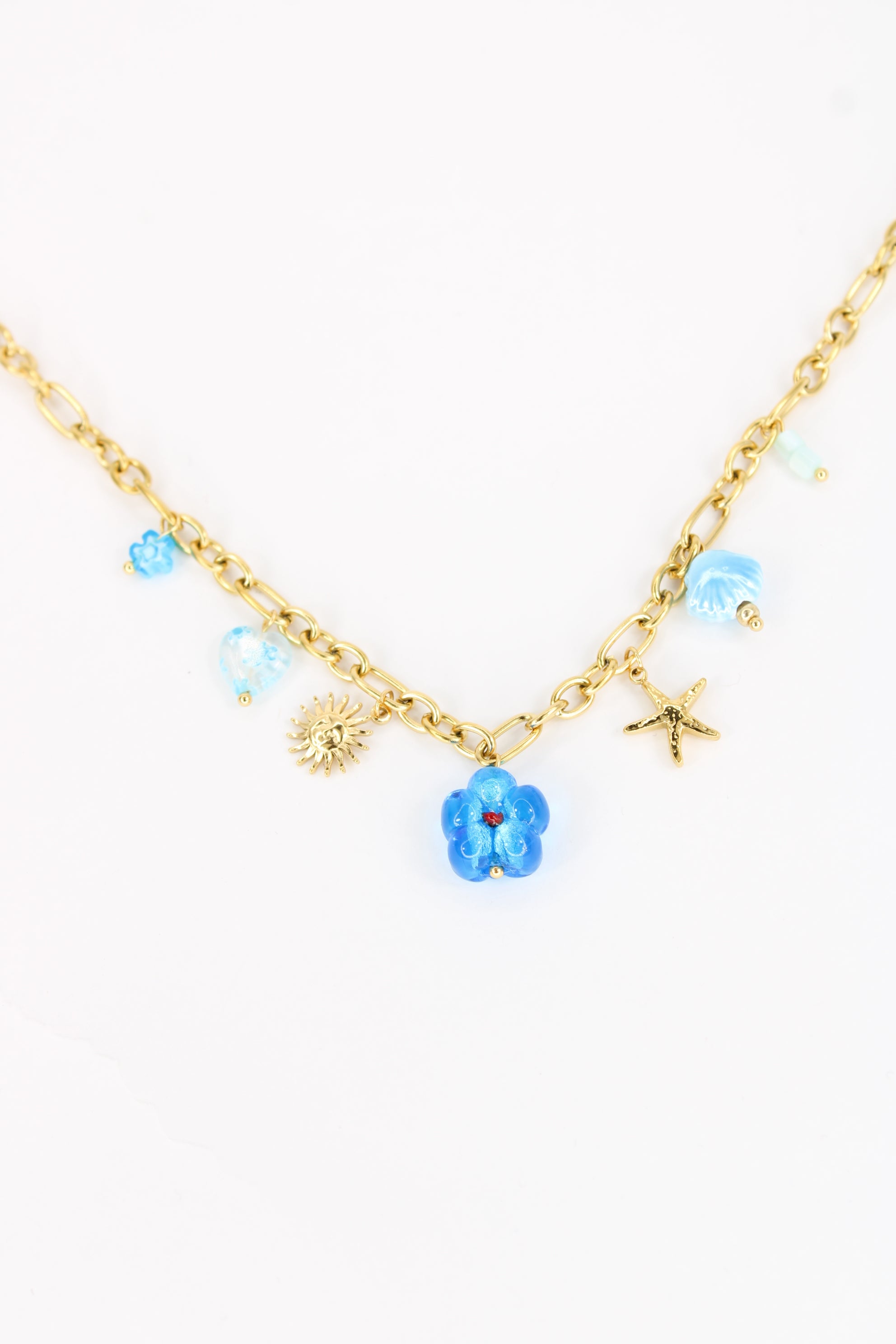 Collier Fidji – Collier breloques fleurs colorées et étoile de mer