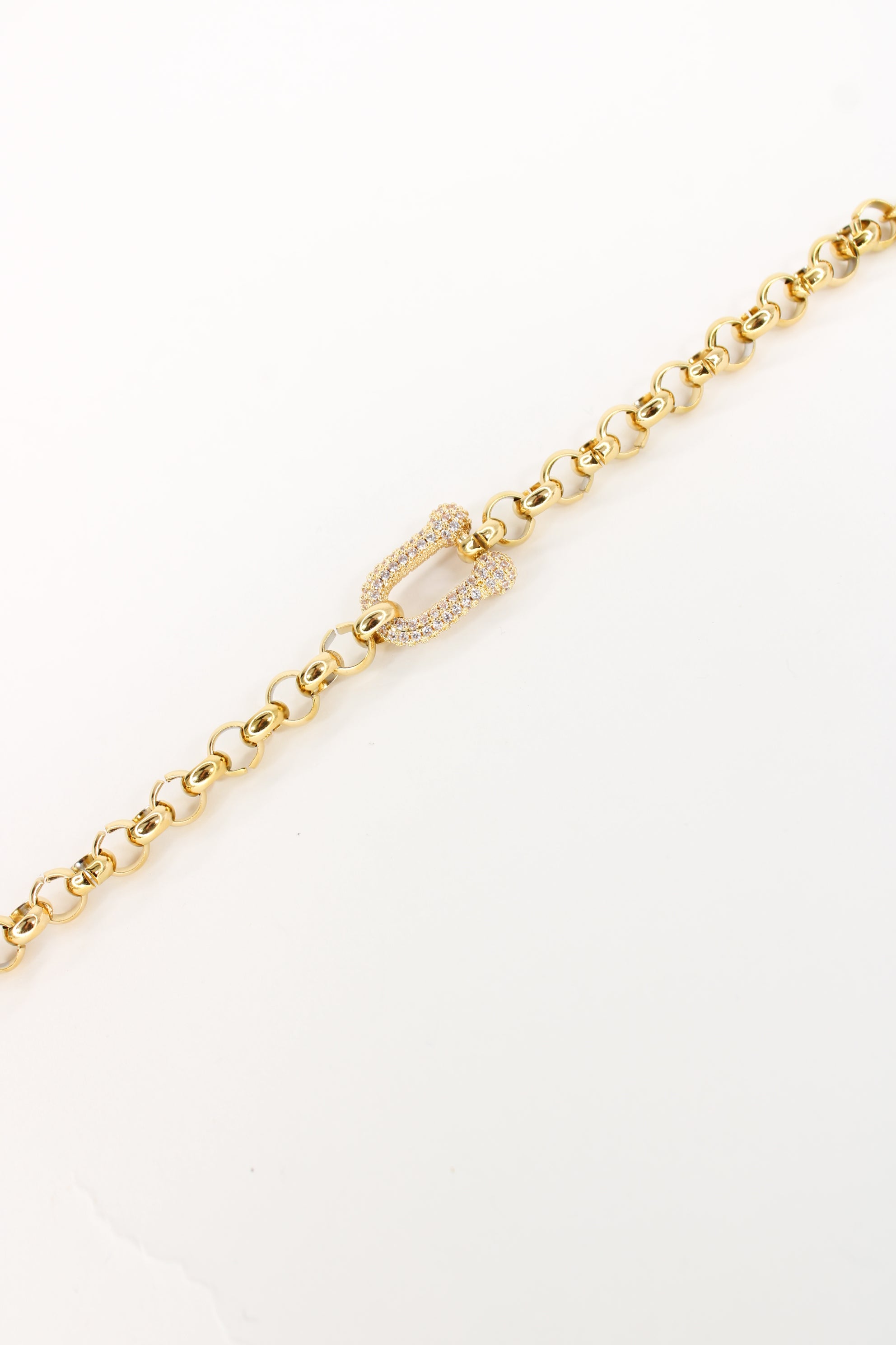 Bracelet Carla – Bracelet chaîne doré avec maillon cristaux