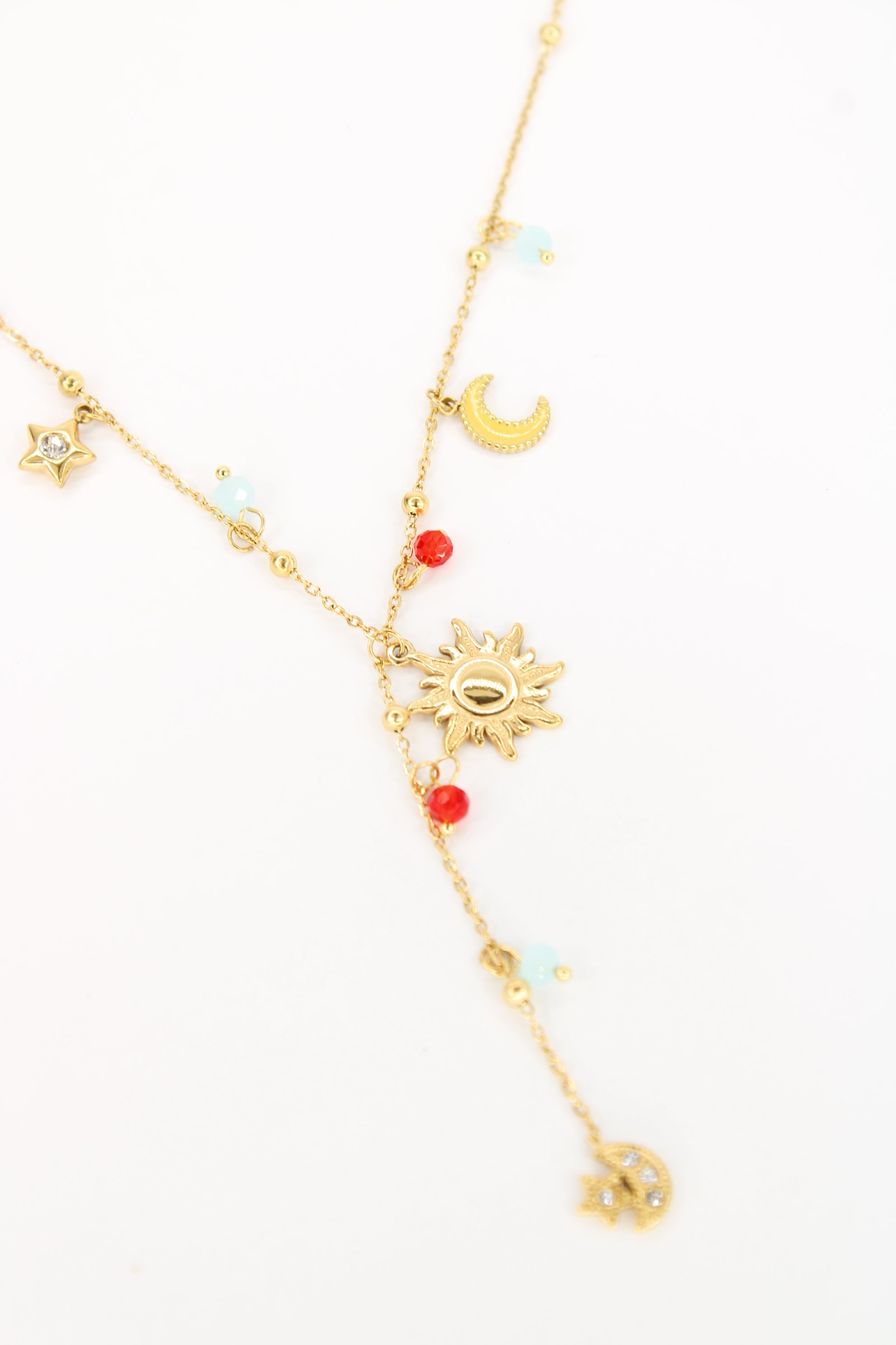 Collier Paloma – Collier doré soleil, lune et étoiles en acier inoxydable