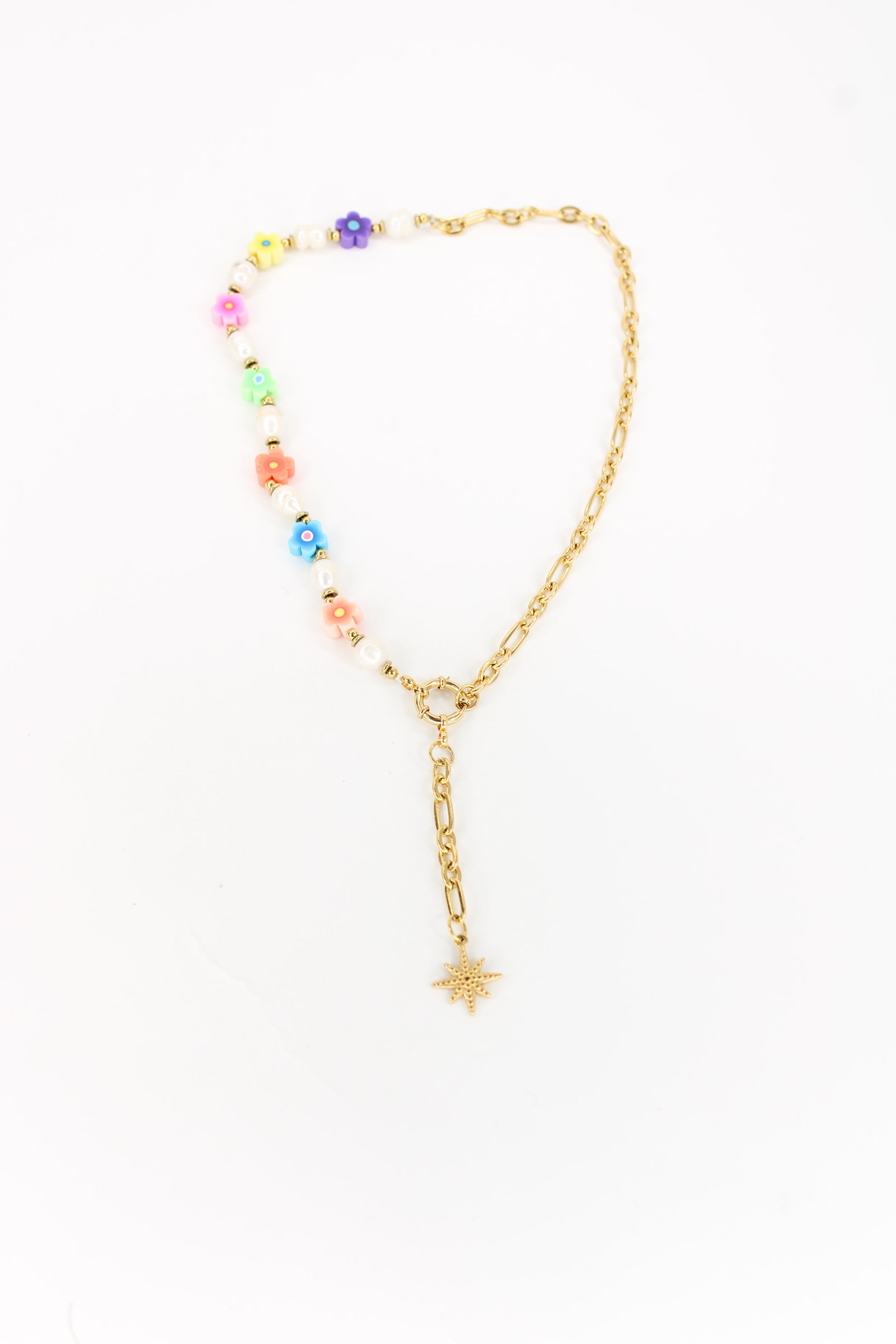 Collier Hailey – Collier doré fleurs colorées et étoile en acier inoxydable
