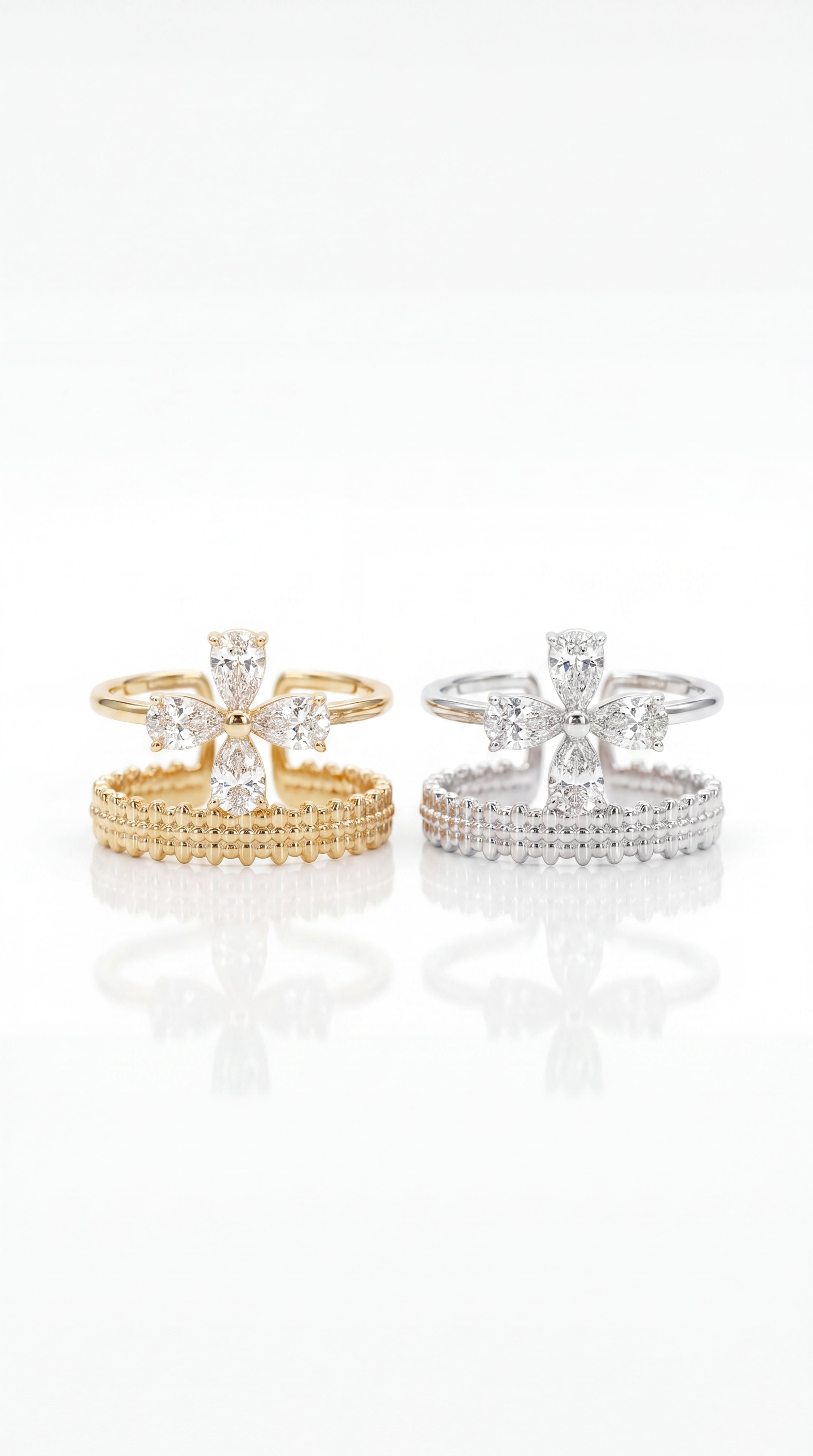 Bague Inès – Anneaux Entrelacés en Acier Inoxydable (Texture Lisse & Corde)