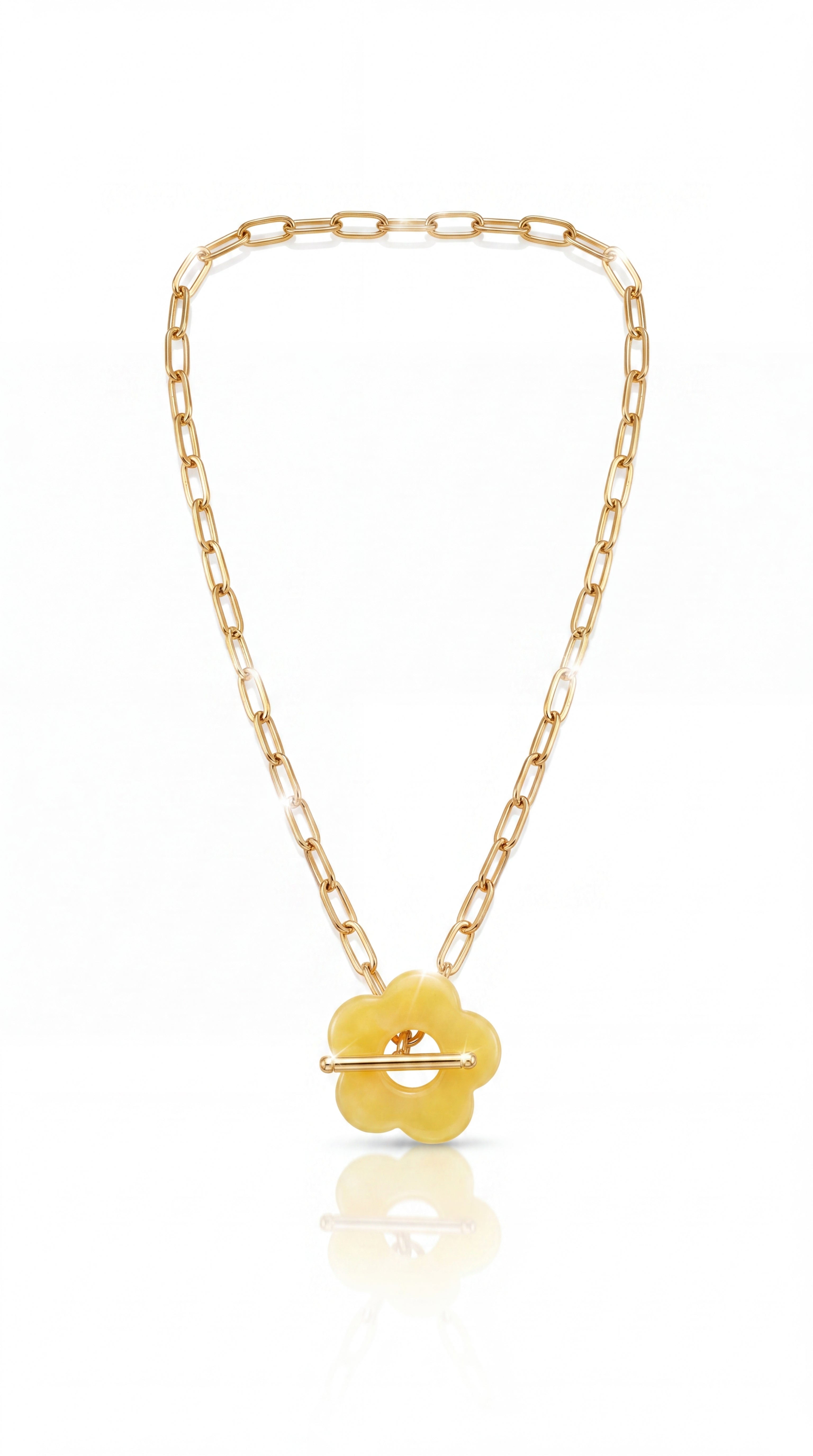 Collier Matilda – Maillons Rectangulaires & Pendentif Martelé en Acier Inoxydable