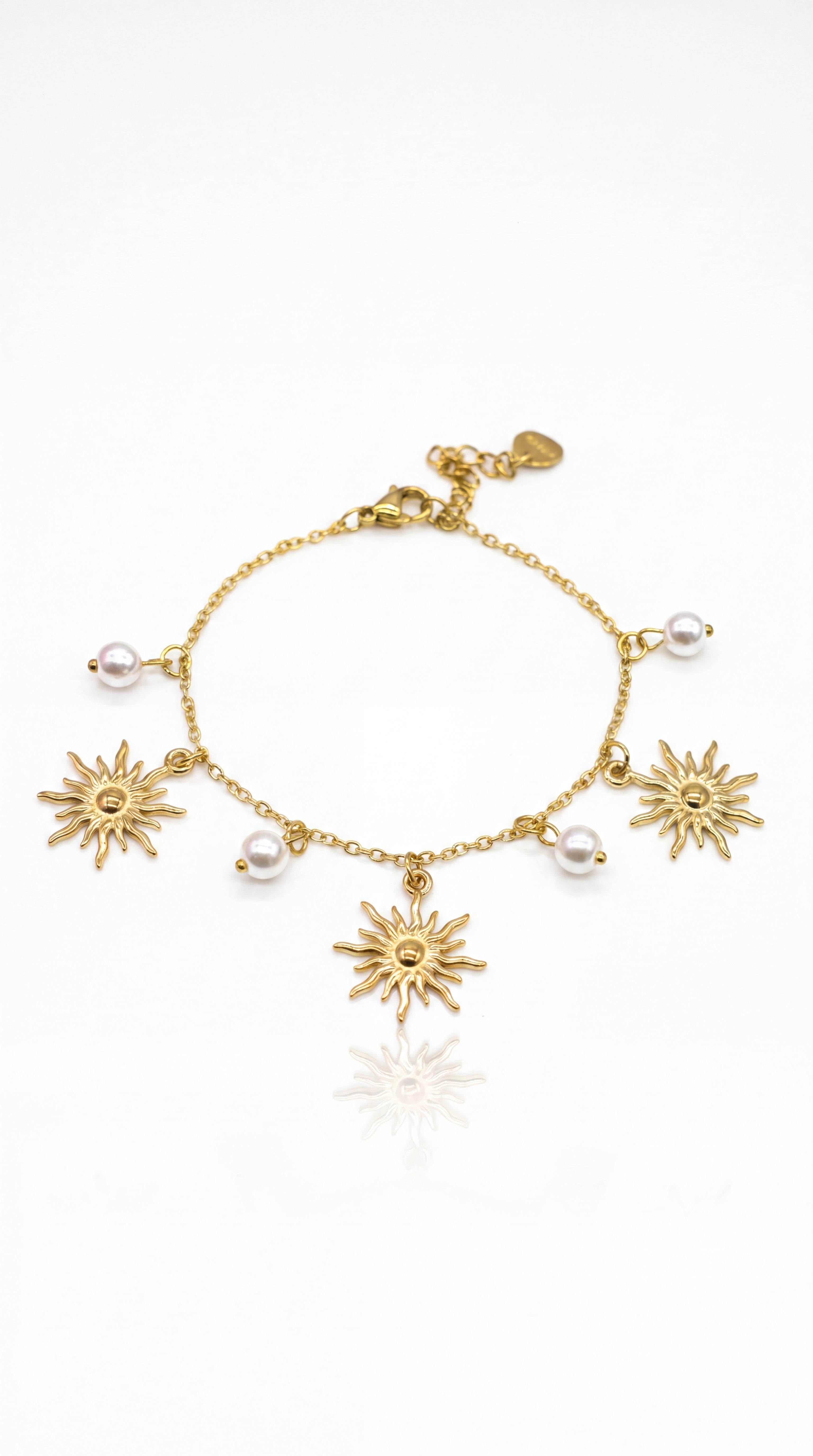 Bracelet Lyna – Pampilles Soleils & Perles en Acier Inoxydable