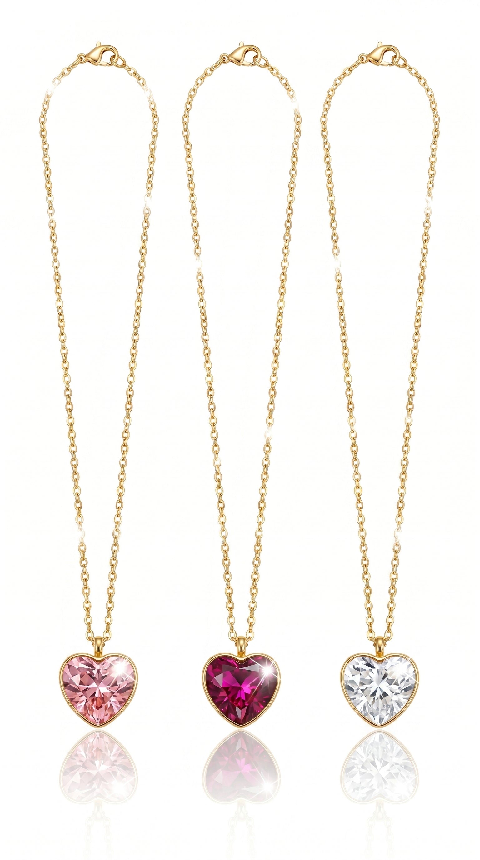 Titre du produit : Collier "Amora" – Pendentif Cœur en Cristal Swarovski & Chaîne Dorée en Acier Inoxydable