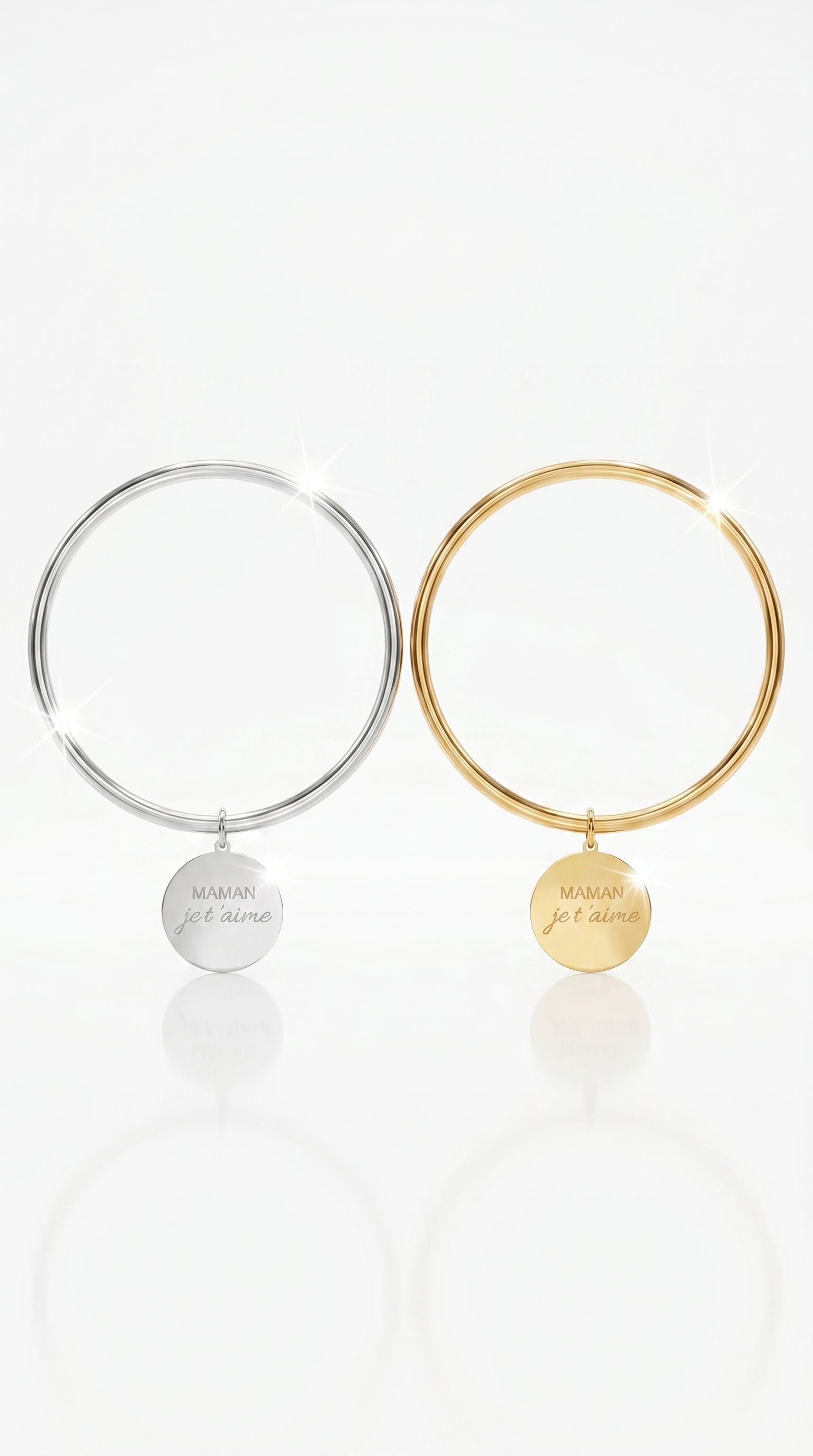 Jonc Médaille "Maman je t’aime" – Gravée Pleine d’Amour