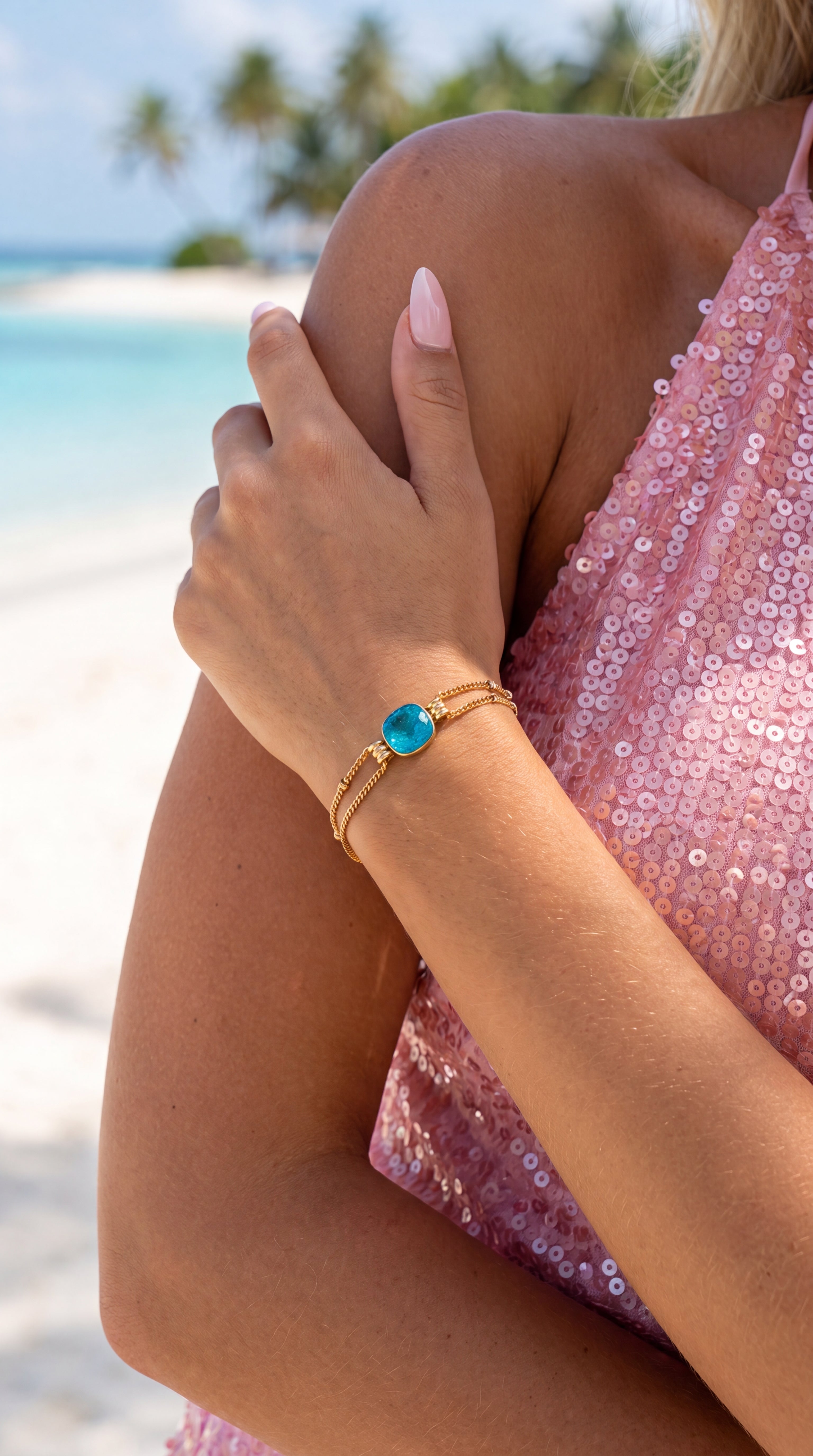 Bracelet Garance – Bracelet doré à cristaux Swarovski lumineux (création)