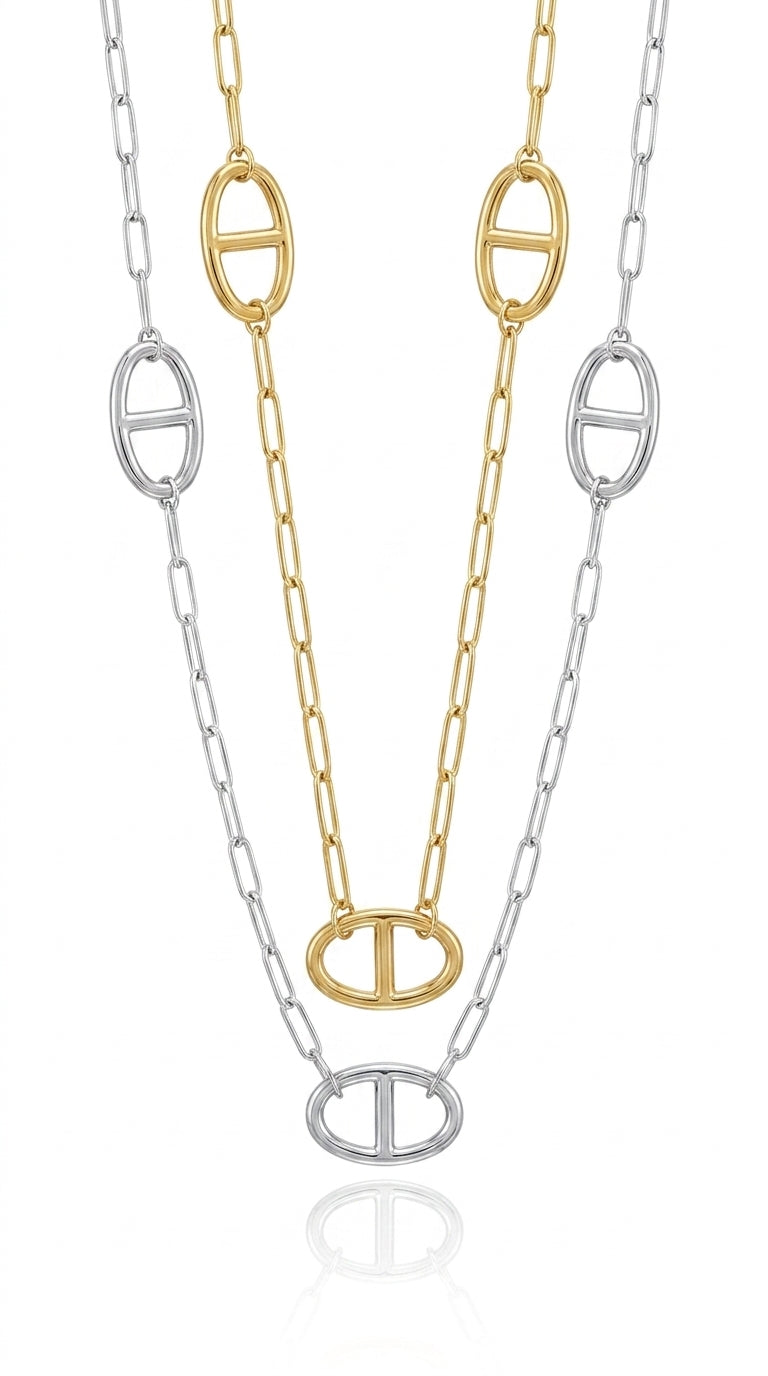 Sautoir Maty – Collier long doré ou argenté à maillons élégants