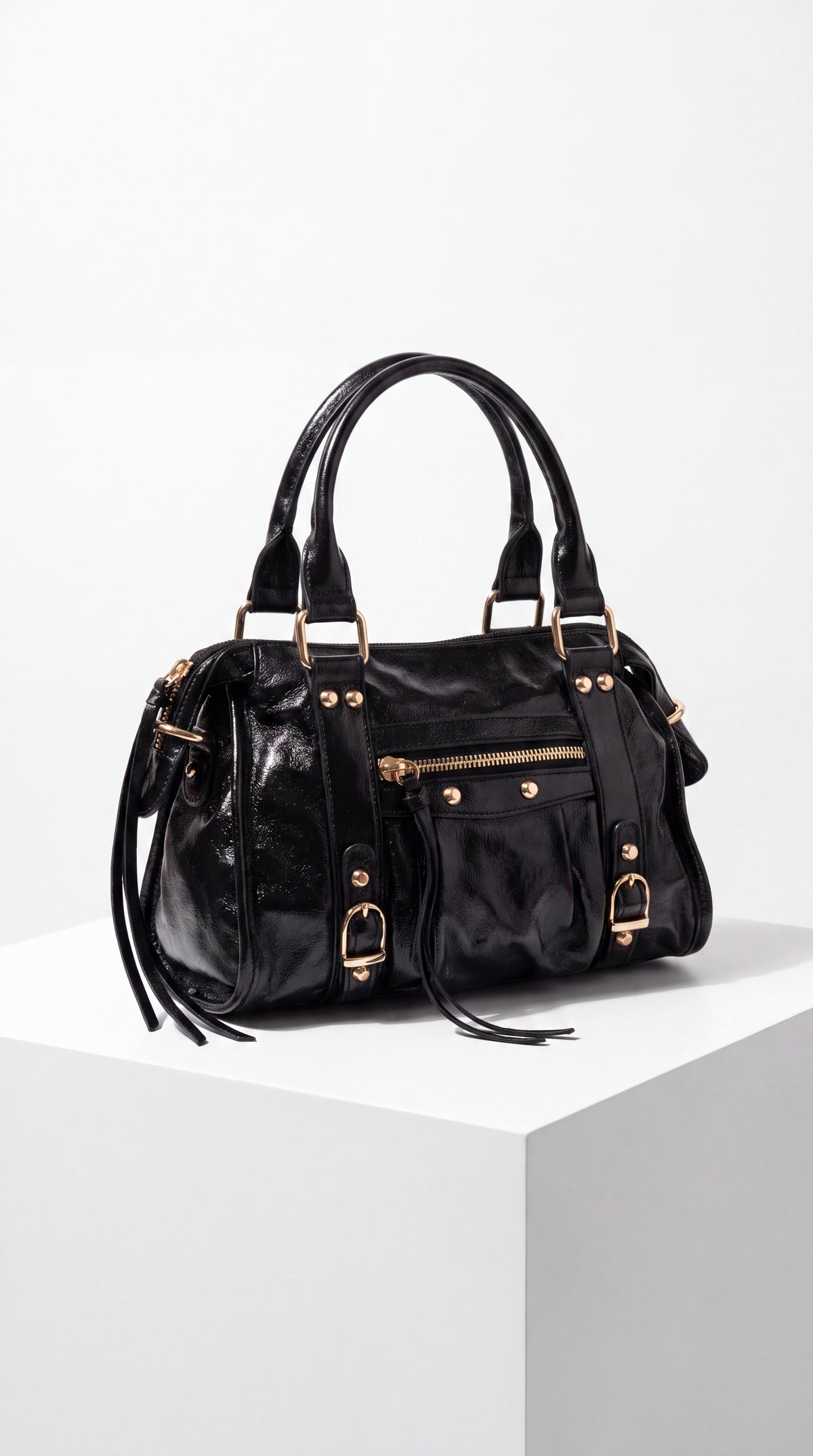 ✨ Sac à main "Lilou bis" - Noir Brillant