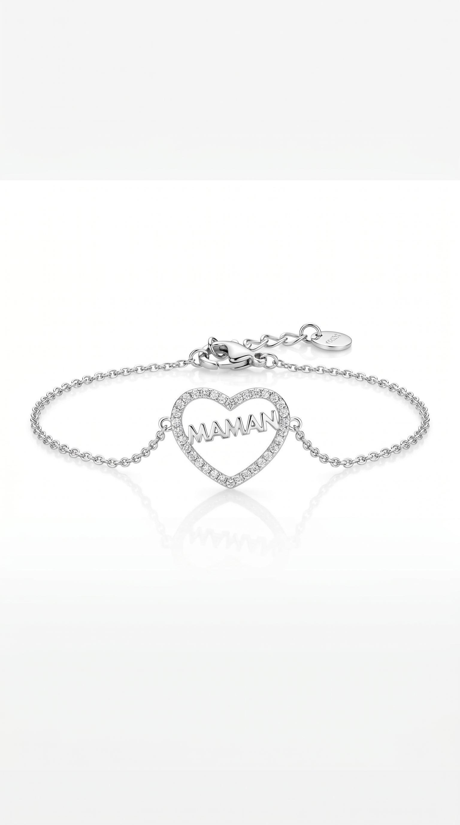 Bracelet Maman – Cœur Serti & Message Gravé
