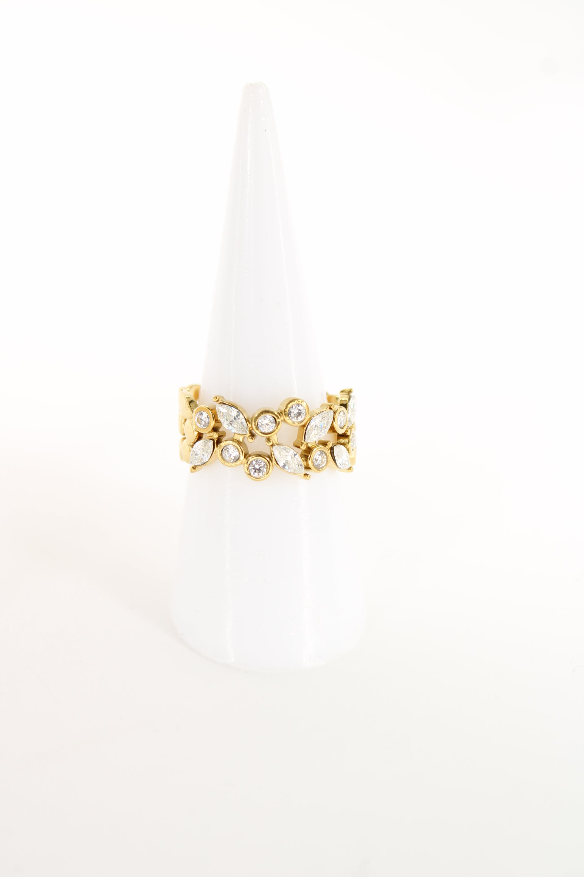 Bague Alia Dorée – Cristaux Scintillants – Acier Inoxydable