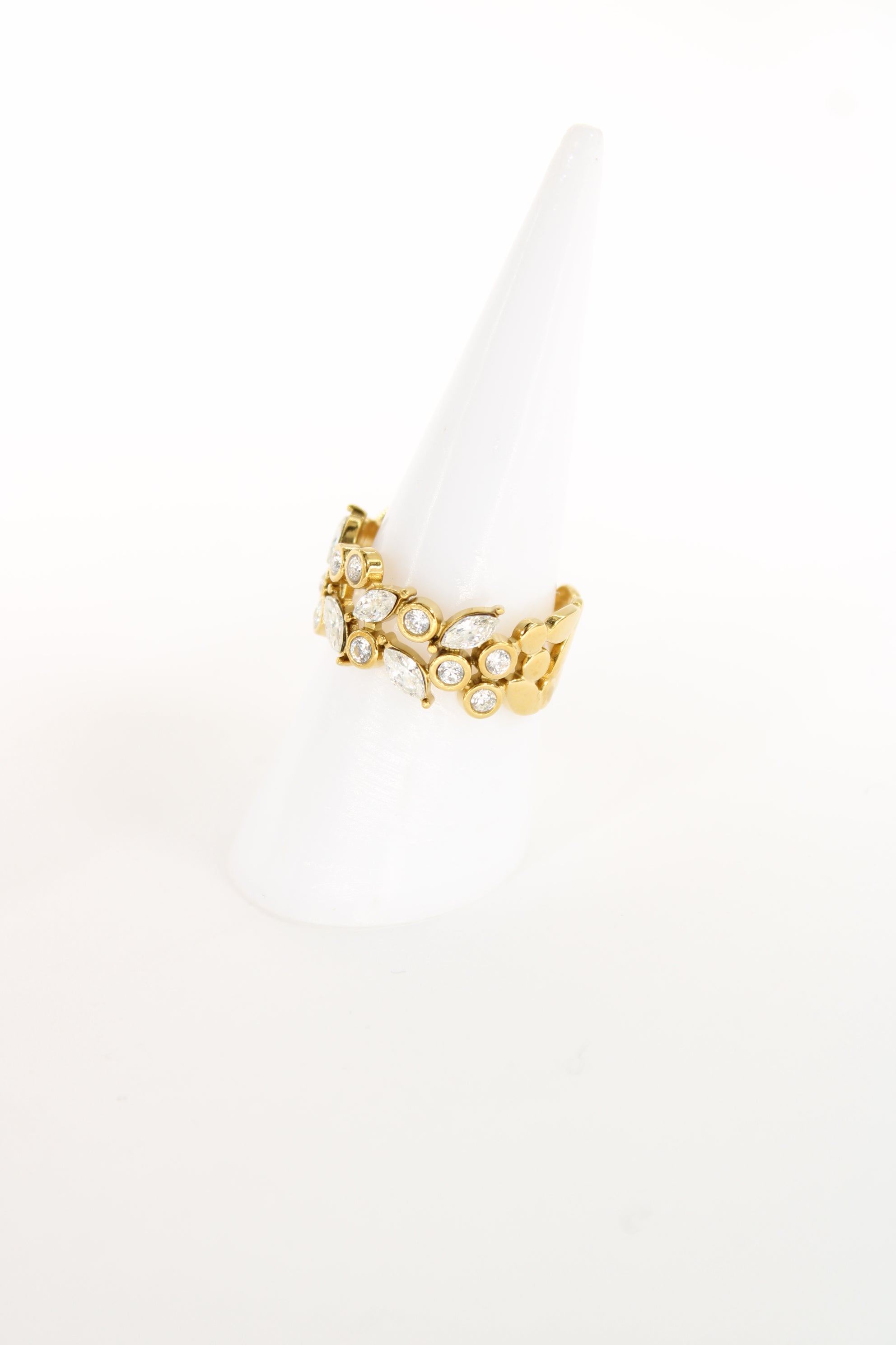 Bague Alia Dorée – Cristaux Scintillants – Acier Inoxydable