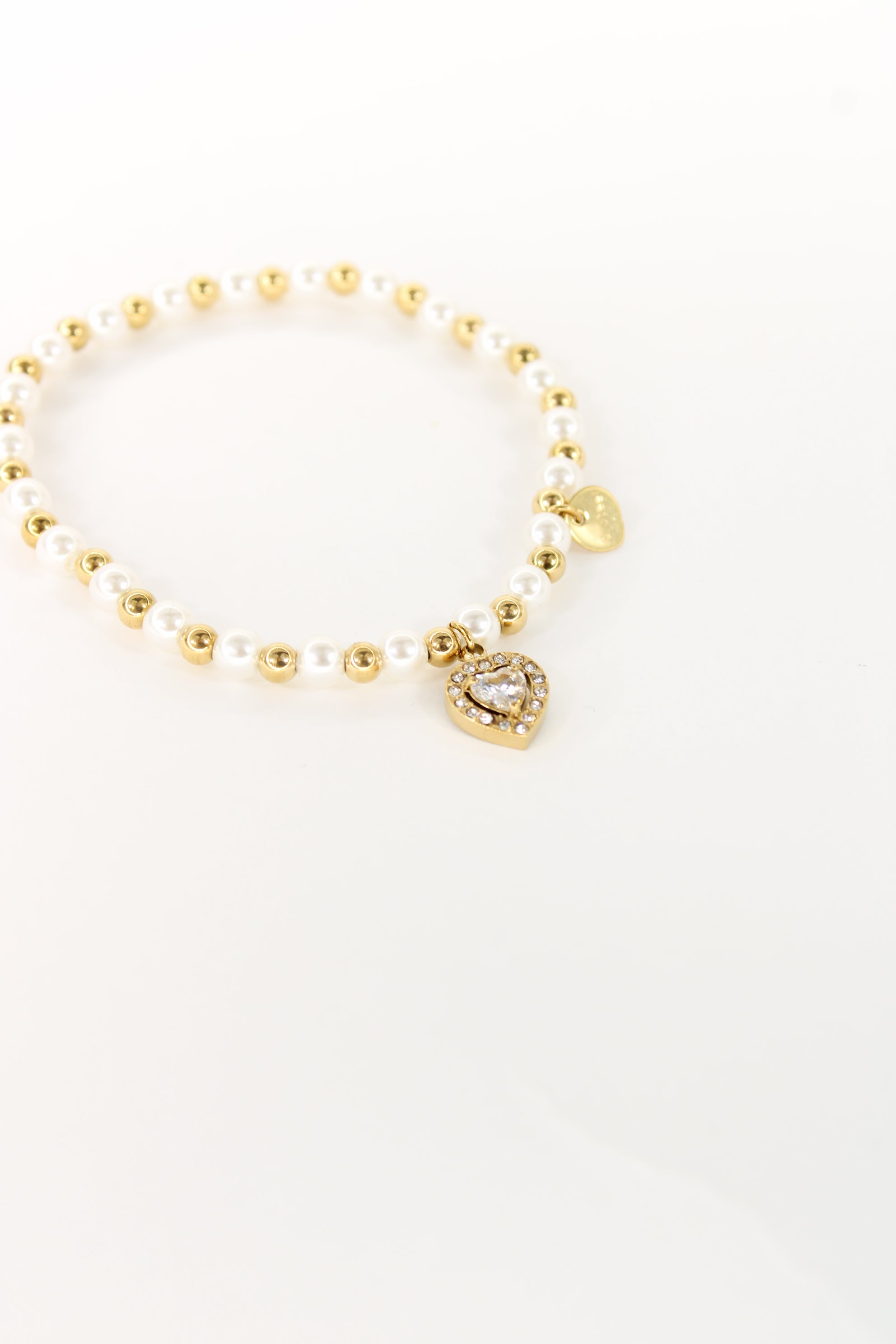 Bracelet Daizy perles et cœur en acier inoxydable – Doré