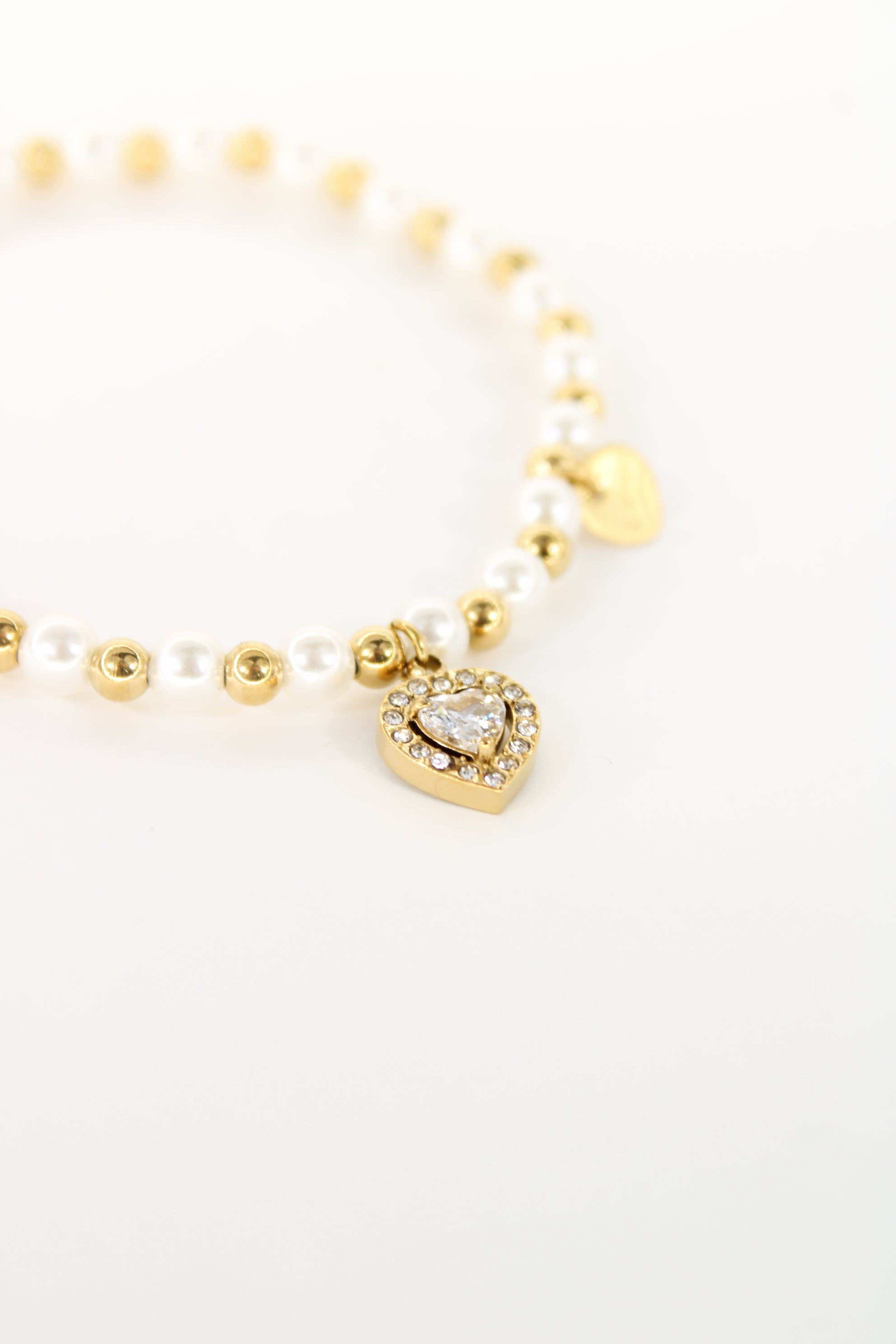 Bracelet Daizy perles et cœur en acier inoxydable – Doré