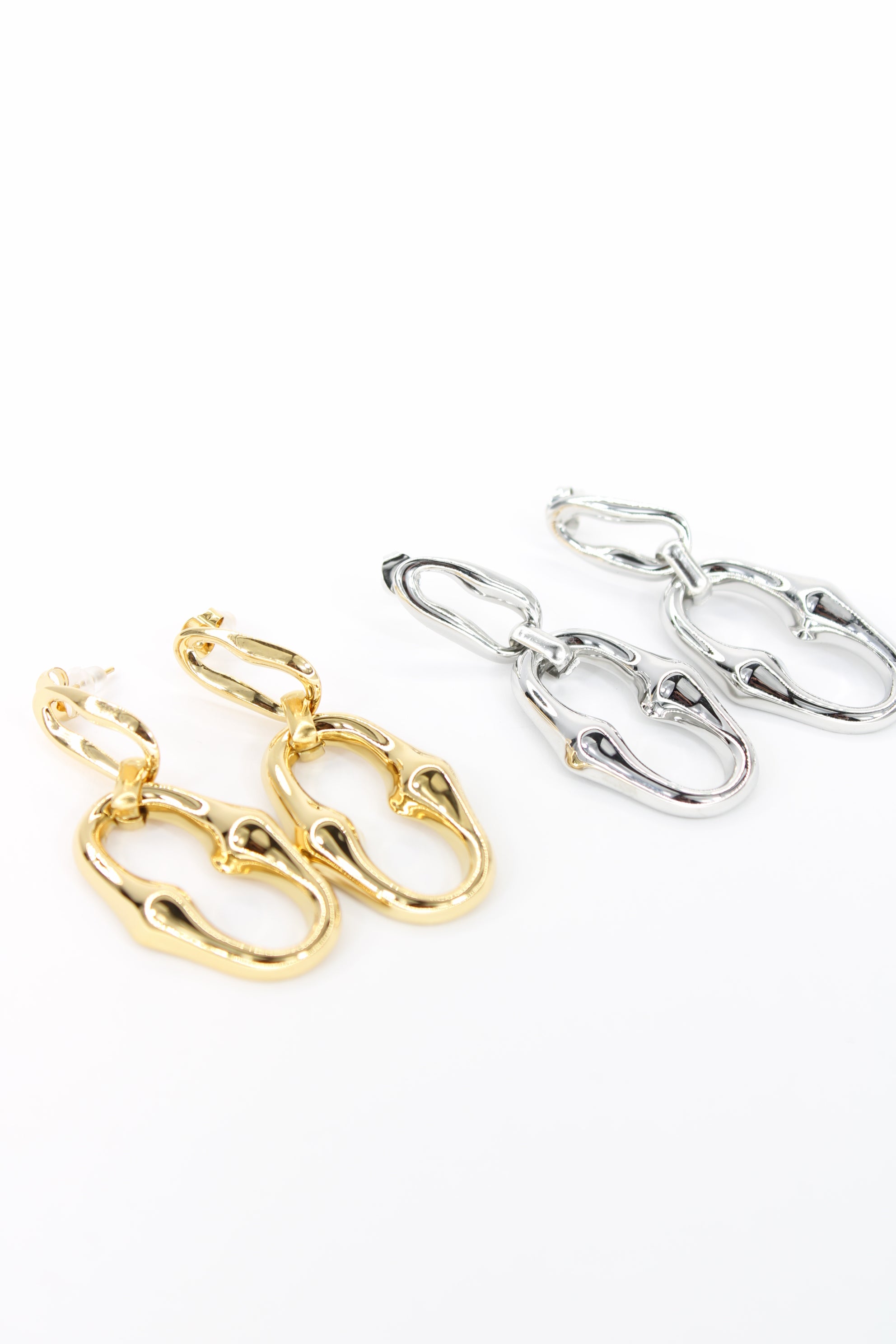 Boucles d’oreilles Oria maillons ovales en acier inoxydable doré ou argenté – Bijou femme tendance Langon