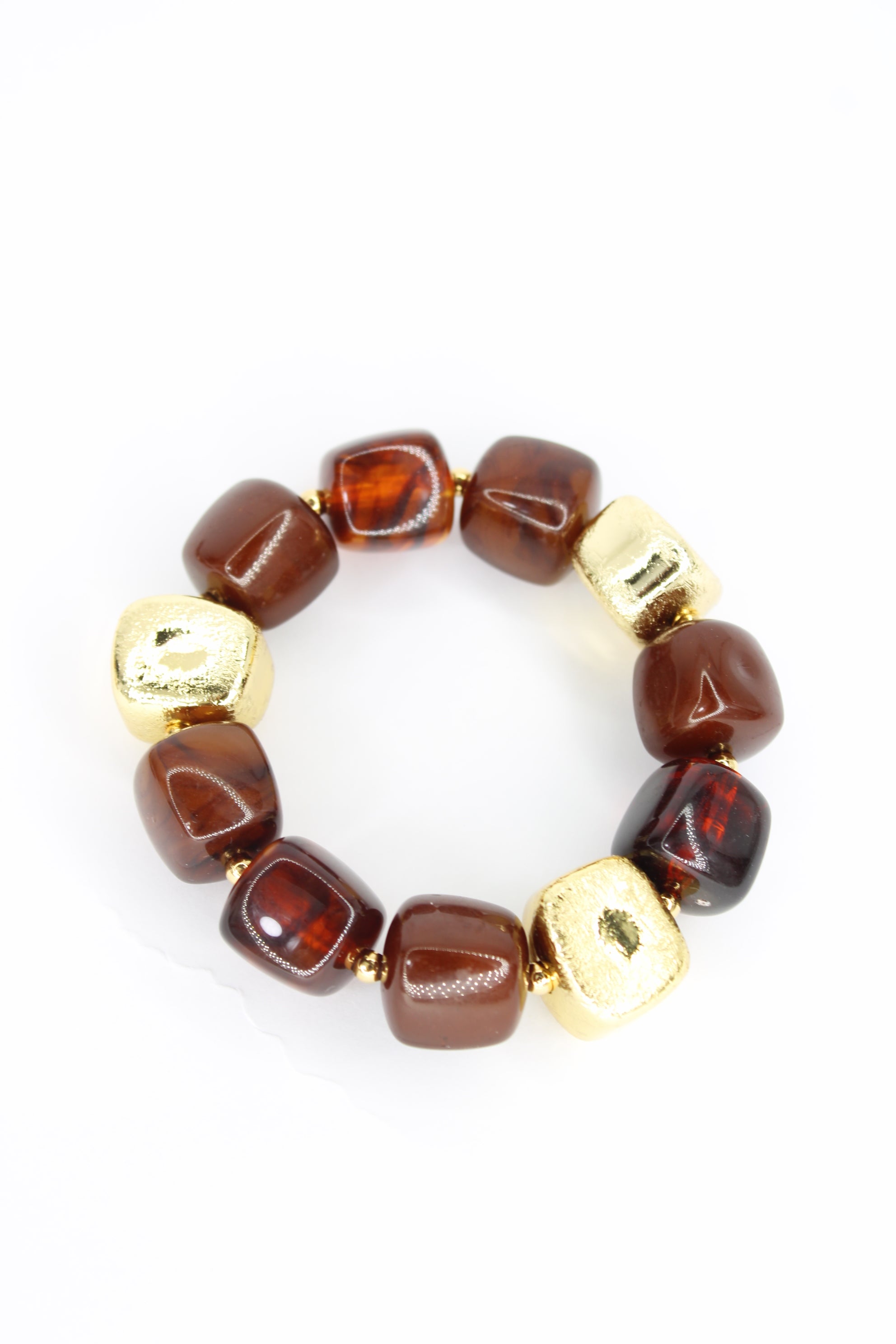 Bracelet Mélina – Grosse Perle Marron & Doré en Acier Inoxydable, Bijou Femme Chic