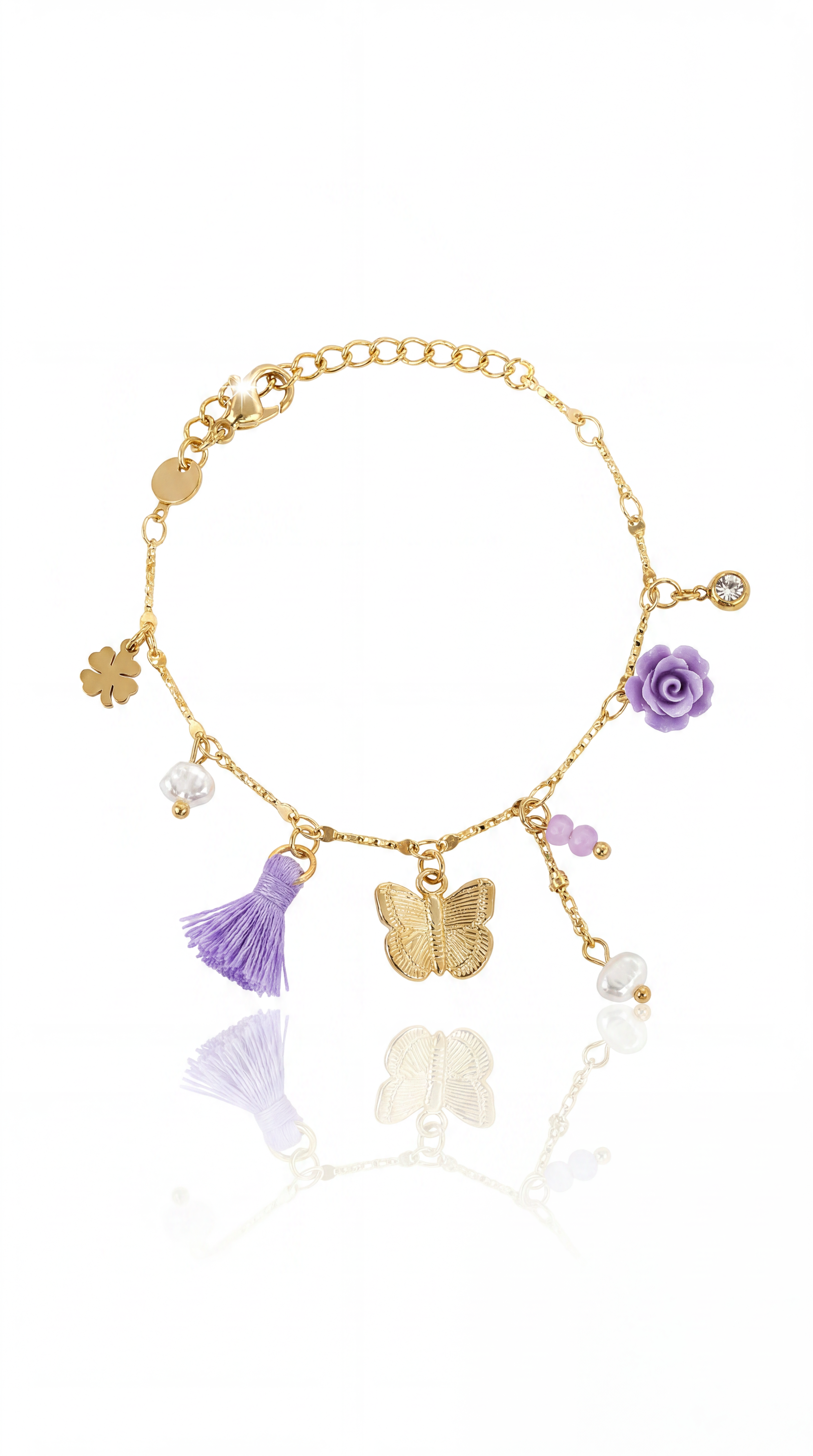 ✨ Bracelet Lilyna – Bracelet Papillon et Charms Fleur