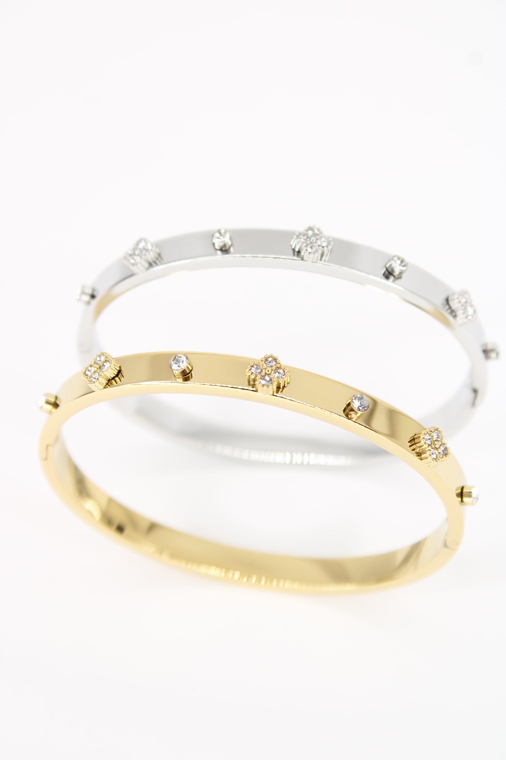 Jonc Naïra avec Petit Strass – Bracelet Rigide Femme en Acier Inoxydable Chic